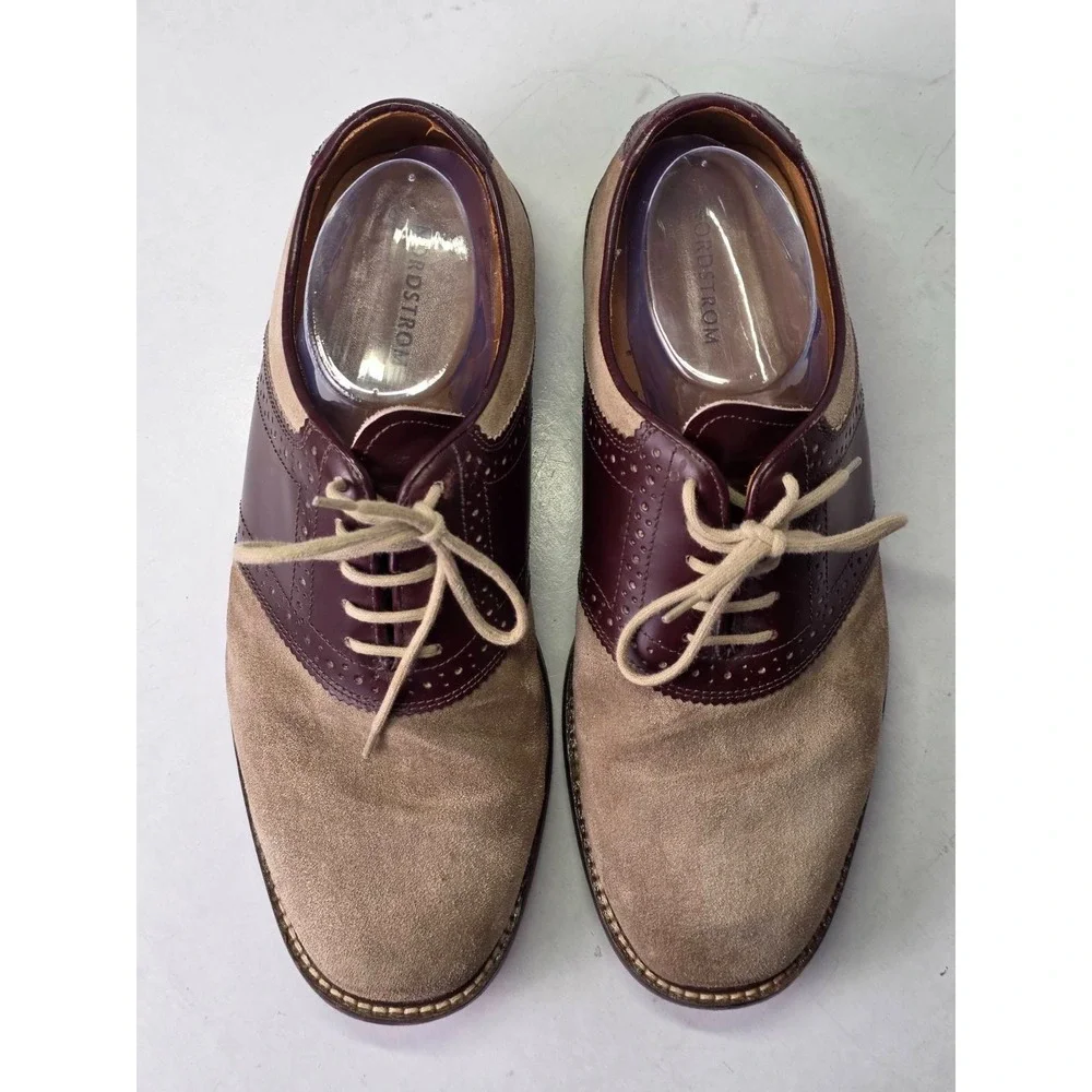 Nordstrom‎ Saddle Men's Dress Shoes Size 9.5 W Beige Tan Suede Leather